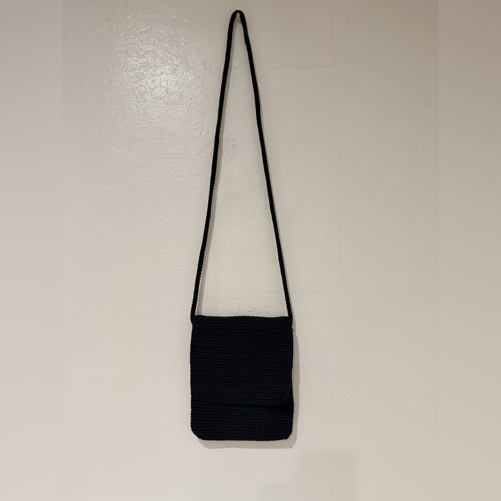 The Sak Black Crochet Shoulder Sling Crossbody Y2K Bag